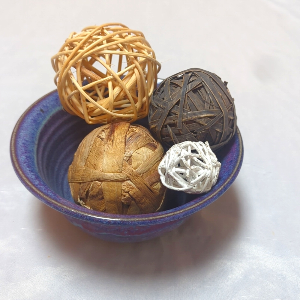 Set of 4 Decorative Beachy Boho Wicker Ball Decor‎ 1" to 3" Round